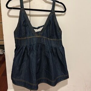 PILCRO AMIRA DENIM SWING BLOUSE